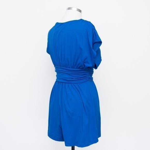 Susana Monaco Gathered V-Neck Stretch Romper | Sapphire Blue | L | NWT - Picture 5 of 12